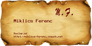 Miklics Ferenc névjegykártya